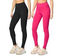 Merry Style 2er Pack Leggings Damen Baumwolle für das ganze Jahr Bequeme Leggings Blickdicht Damen Ideal für Yoga Sport Gym und Freizeit MS10-198 MS10-198 (Schwarz/Amaranth, XL)