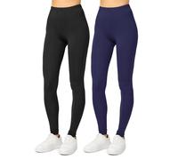 Merry Style 2er Pack Leggings für Damen Bequeme und blickdichte Leggings Damen Lang Leggins Damen MS10-143 (Schwarz/Marineblau, XS)