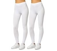Merry Style 2er Pack Leggings für Damen Bequeme und blickdichte Leggings Damen Lang Leggins Damen MS10-143 (Weiß/Weiß, S)