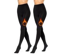 Merry Style 2er Pack Thermo Strumpfhose Damen Winter gefütterte Strumpfhose Damen wärme Tights Thermostrumpfhose Strumpfhosen Winter Thermo Leggings Outdoor MS-ATX-442 (Schwarz/Schwarz, 3XL-4XL)