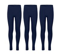 Merry Style 3er Pack Leggings Mädchen Lange Kinder Leggings aus Viskose Bequeme Hose für Mädchen Einfarbig MS10-130 (Marineblau/Marineblau/Marineblau, 122)