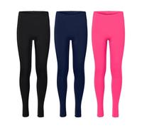 Merry Style 3er Pack Leggings Mädchen Lange Kinder Leggings aus Viskose Bequeme Hose für Mädchen Einfarbig MS10-130 (Schwarz/Marineblau/Rosa, 146)