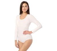 Merry Style Body Damen Langarm Bodysuit aus Baumwolle bequeme Body Damen Elegant BD900 (Ecru, S)