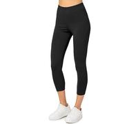 Merry Style Capri Leggings Damen 3/4 Baumwolle MS10-199 (Schwarz,L)