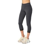 Merry Style Damen 3/4 Capri Leggings aus Baumwolle mit Spitze MS10-224 (Dunkelmelange/Schwarz, M)