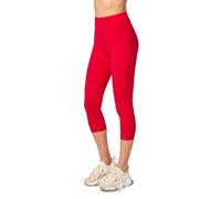 Merry Style Damen 3/4 Capri Leggings aus Baumwolle mit Spitze MS10-224 (Rot, M)