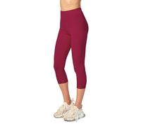 Merry Style Damen 3/4 Capri Leggings aus Baumwolle mit Spitze MS10-224 (Weinrot, M)