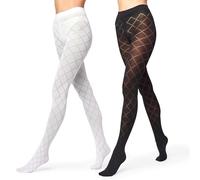 Merry Style Damen blickdichte Strumpfhose MS 328 60 DEN (2er Pack Schwarz/Weiß, S)