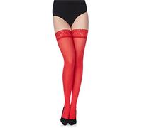 Merry Style Damen halterlose Mikrofaser 40 DEN Strümpfe mit Spitze MS 791 (Rot-791, XS-S (32-38))