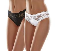 Merry Style Damen Hüftslip MSGAB92 ((2Pack) Schwarz/Weiß, 38 (Herstellergröße: M))