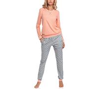 Merry Style Damen Lang Zweiteiliger Schlafanzug aus Baumwolle Pyjama Set Winter MS10-168 (Lachs Grau, XL)