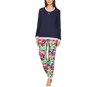 Merry Style Damen Lang Zweiteiliger Schlafanzug aus Baumwolle Pyjama Set Winter MS10-168 (Marineblau Tanzen, L)