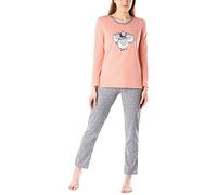 Merry Style Damen Lang Zweiteiliger Schlafanzug aus Baumwolle Pyjama Set Winter MS10-169 (Lachs Grau/Schafe, XL)