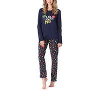 Merry Style Damen Lang Zweiteiliger Schlafanzug aus Baumwolle Pyjama Set Winter MS10-169 (Marine Geschenk, L)