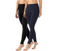 Merry Style Damen Lange Leggings aus Viskose 2 Pack MS10-143 (Schwarz/Navy, XL)