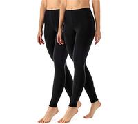 Merry Style Damen Lange Leggings aus Viskose 2 Pack MS10-143 (Schwarz/Schwarz, M)