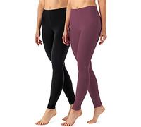 Merry Style Damen Lange Leggings aus Viskose 2 Pack MS10-143 (Schwarz/Weinrot (2Pack), S)