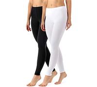 Merry Style Damen Lange Leggings aus Viskose 2 Pack MS10-143 (Schwarz/Weiß, XL)