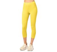 Merry Style Damen Leggings 3/4 aus Baumwolle mit Stretch - Leichte Capri Leggings Damen aus atmungsaktiver, elastischer Baumwolle, ideal für Yoga Sport Freizeit Reisen MS10-199 (Gelb, XL)