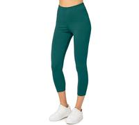 Merry Style Damen Leggings 3/4 aus Baumwolle mit Stretch - Leichte Capri Leggings Damen aus atmungsaktiver, elastischer Baumwolle, ideal für Yoga Sport Freizeit Reisen MS10-199 (Smaragdgrün, S)