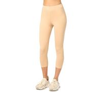 Merry Style Damen Leggings 3/4 aus Baumwolle mit Stretch - Leichte Capri Leggings Damen aus atmungsaktiver, elastischer Baumwolle, ideal für Yoga Sport Freizeit Reisen MS10-199 (Nude,L)