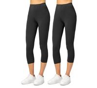 Merry Style Damen Leggings 3/4 aus Viskose 2 Pack MS10-144(Schwarz/Schwarz, S)