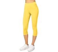 Merry Style Damen Leggings 3/4 Capri Leggings aus Viskose MS10-144 (Gelb, L)