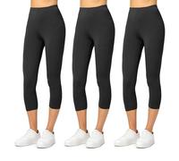 Merry Style Damen Leggings 3/4 Capri Leggings aus Viskose MS10-144 (Schwarz/Schwarz/Schwarz, 3XL)