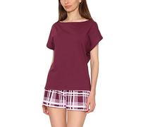 Merry Style Damen Schlafanzug MS10-178 (Weinrot/Kariert, M)