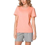 Merry Style Damen Schlafanzug Zweiteiler Pyjama Kurz aus Baumwolle Pyjama Set MS10-177 (Lachs/Grau, XXL)