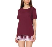 Merry Style Damen Schlafanzug Zweiteiler Pyjama Kurz aus Baumwolle Pyjama Set MS10-177 (Weinrot/Kariert, XL)