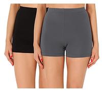 Merry Style Damen Shorts Radlerhose Unterhose Hotpants Kurze Hose Boxershorts aus Baumwolle 2Pack MS10-358 (2Pack Schwarz/Grau, XL)
