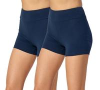 Merry Style Damen Shorts Radlerhose Unterhose Hotpants Kurze Hose Boxershorts aus Baumwolle 2Pack MS10-359(2Pack Marineblau/Marineblau,XS)