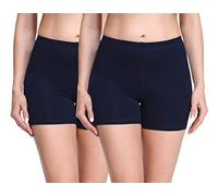 Merry Style Damen Shorts Radlerhose Unterhose Hotpants Kurze Hose Boxershorts aus Viskose 2Pack MS10-283(2Pack Marineblau/Marineblau,L)