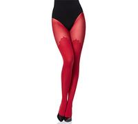 Merry Style Damen Strumpfhose mit Muster Overknee Optik MS 389 60 DEN(Rot, M (36-40))