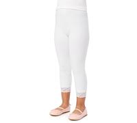 Merry Style Mädchen 3/4 Leggings aus Baumwolle mit Spitze MS10-228 (Weiß, 152 cm)