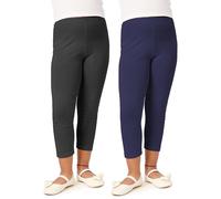 Merry Style Mädchen 3/4 Leggings aus Viskose 2 Pack MS10-131 (Schwarz/Marineblau (2Pack), 116 cm)