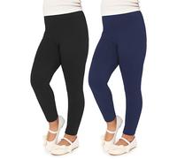 Merry Style Mädchen Lange Leggings aus Viskose 2 Pack MS10-130 (Schwarz/Marineblau (2Pack), 158 cm)