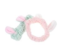 MERRYHAPY 2 Stück Süße Hasenohren Haarbänder für Waschen und Make up Elastische Spa Stirnbänder mit Leichtem Vielseitig für Gesichtspflege Yoga Sport und Alltag Praktisch und Modisch