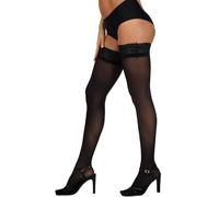 MERYLURE 60D halbtransparente Oberschenkelhohe Strümpfe für Damen, Spitzen-Top, Blei-Up-Dessous, Strumpfhose, halterlos, Nylon, Schwarz, 3XL