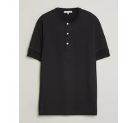 Merz b. Schwanen Classic Organic Cotton Short Sleeve Henley Black Schwarz M