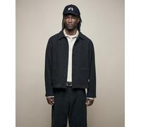 Merz b. Schweanen Traditionally Woven Burel Wool Cropped Worker's Jacket Unisex, Black S