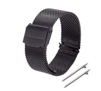 Mesh-Armband 18 mm, 20 mm, 22 mm, 24 mm, 3 mm dickes Edelstahlarmband mit universeller Faltschließe(Black,19mm)