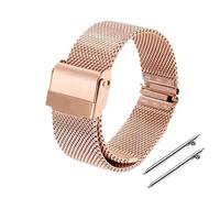 Mesh-Armband 18 mm, 20 mm, 22 mm, 24 mm, 3 mm dickes Edelstahlarmband mit universeller Faltschließe(Rose Gold,18mm)