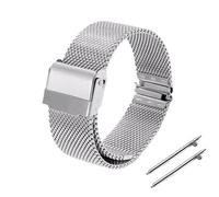 Mesh-Armband 18 mm, 20 mm, 22 mm, 24 mm, 3 mm dickes Edelstahlarmband mit universeller Faltschließe(Silver,18mm)