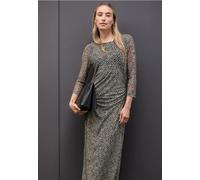 Street One Damen Mesh-Kleid mit Leo-Muster Beige Größe 42