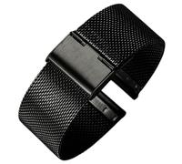 Mesh-Metallarmband aus Edelstahl, Schnellverschluss-Ersatzarmband, 10 mm, 12 mm, 14 mm, 16 mm, 18 mm, 20 mm, 22 mm(Black,18mm)
