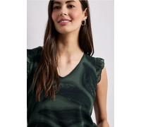 Street One - Mesh-Top mit V-Neck und Print grün - Gr. - 40