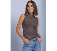Mesh-Top STREET ONE, Damen, Gr. 36, silk braun, Mesh, Obermaterial: 95% Polyester, 5% Elasthan. Futter: 100% Viskose, bedruckt, normal hüftbedeckend, Rundhals, Tops, Turtle Neck Sommer-Top aus Mesh mi