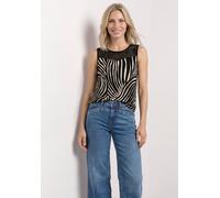 Trägertop STREET ONE, Damen, Gr. 38, schwarz, Web, 58% Baumwolle, 38% Modal, 4% Elasthan, bedruckt, normal normal, Rundhals, abgesteppt, Tops Trägertop, aus Baumwolle mit Stretchanteil (67185753-38) s
